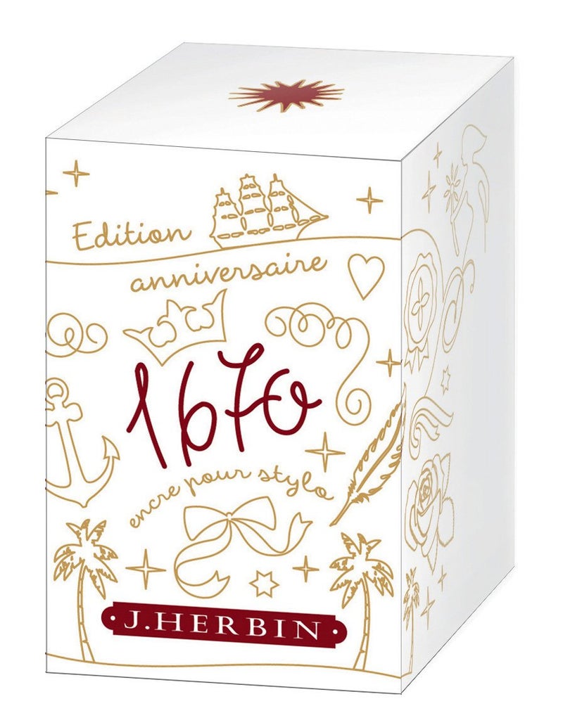 HERBIN J. Herbin 1670 Anniversary Inks - Gold Sheen 50 ml Bottled - Rouge Hematite (Dark Red Ink) - Image 2
